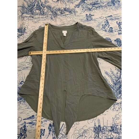 Beautiful WOMEN CHICO’S green tie up front BLOUSE W/CUT-OUT! CHICO SZ 2 (medium - Picture 6 of 6